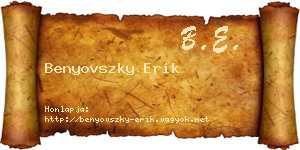 Benyovszky Erik névjegykártya